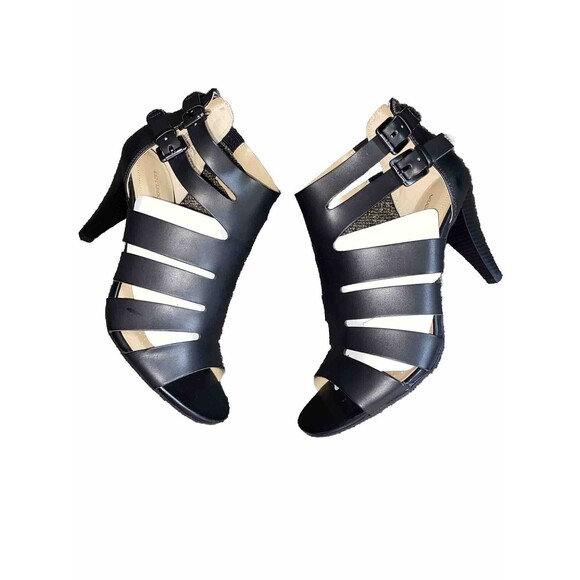 NEW Liz Claiborne 'Gavi' Cognac lack Strap 4" Stacked Heels/Sandals Open Toe 8.5 - Picture 1 of 13